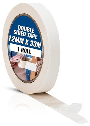 Abacus Range Double Sided Tape 12mm x 33m Clear Transparent | Thin Tissue Tape Strong Adhesive for Crafts, Card Making, Posters, Office, Photo Mounting | Hand-Tear Sticky Tape