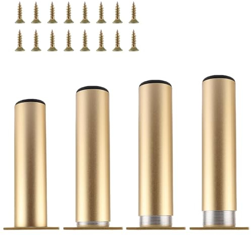 YAYODS 4 Stück Möbelfüße Gold - 15 cm Schrankfüsse Verstellbar - Möbelfüsse Metall mit Schrauben für TV-Schrank, Nachttisch, Couchtisch, Schrank, Schreibtisch