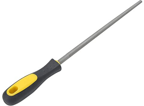 Raspa per Lima in Acciaio per Fresa Tonda, Utensile per Impugnatura per Progetti in Pelle (Lima tonda a denti fini da 10 pollici con manico)