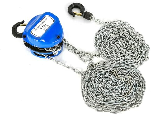 Kettenzug G80 Manganstahl, 1000kg Flaschenzug Seilzug Hebezug 4m Kette mit Anti-Rutsch-Muttern Handkettenzug Strapazierfähige Lastbremse Kettenblockaufzug
