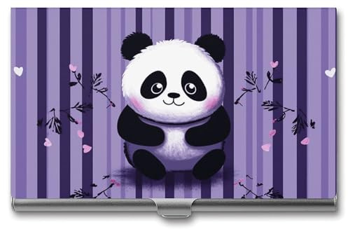 VFKLT Visitenkartenetui mit Panda-Motiv, schmal, tragbar, Metall, Visitenkarten-Organizer, Kreditkartenetui, Multi-Kartenetui für Männer und Frauen, Reisen, Büro, Silber, Einheitsgröße, Silber, One