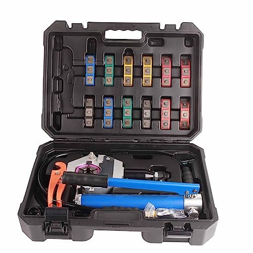 Brilluxa Kit Crimpatrice Tubo AC, Strumento Crimpatura Tubo Idraulico Portatile, Set Riparazione Condizionatore Auto, Kit Crimpatura con Scatola, Manutenzione HVAC Automobilistica