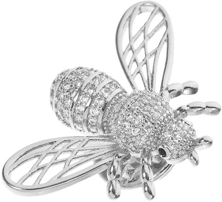 WRITWAA Vintage Biene Brosche Mit Zirkonia Kreative Anstecknadel Für Kleidung Und Rucksäcke Silberfarbener Lapel Pin Für Damen Elegantes Schmuckaccessoire Für Alltag Und Festliche Anlässe