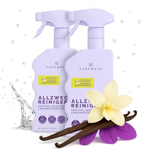 PUREWAVE Allzweckreiniger Patchouli White Vanilla – natürlicher Allzweckreiniger für Böden und Oberflächen, vegan, frei von Schadstoffen, ideal für Haushalte und Gewerbe, 500 ml (2 Pack)
