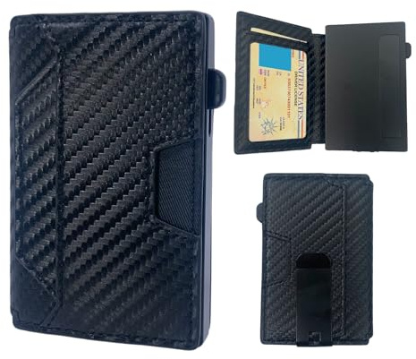 GUOMIS korthållare för män, smal plånbok, RFID-plånbok, popup-korthållare, rymmer upp till 10 kort, minimalistisk design, herrplånbok (brun), Järn, L10CM*W6.5CM*2CM, Minimalistisk