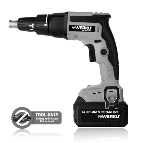 Werku WK403450, Atornillador Paneles-Placas Inalámbrico, Calidad Profesional, Potencia 20 V, Motor Brushless, Sistema Luz LED Visión, No Incluye Batería y Cargador