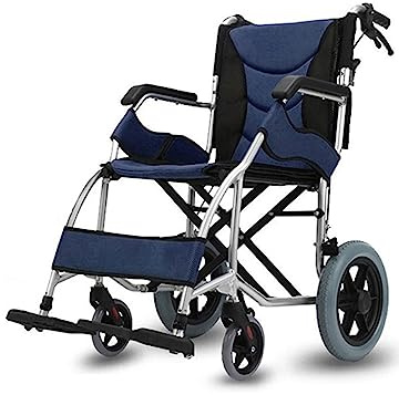 Silla de ruedas de transporte con frenos de mano, aleación de aluminio plegable ligera, ayuda de movilidad para discapacitados, silla de transporte portátil