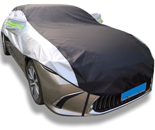 Halbgarage Für BMW 2 Series M240i Coupe/Cabrio, Wasserdicht, Atmungsaktiv, UV-beständig Autodachplane Windschutzscheiben-Schutzplane Für Den Innen- Und Außenbereich Universell Einsetzbar(Black Silver