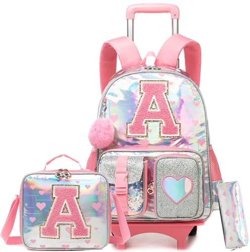 HTgroce Mochila Escolar Niña con Ruedas, Estudiantes de Primaria Carros para Mochilas Equipaje de Viaje.