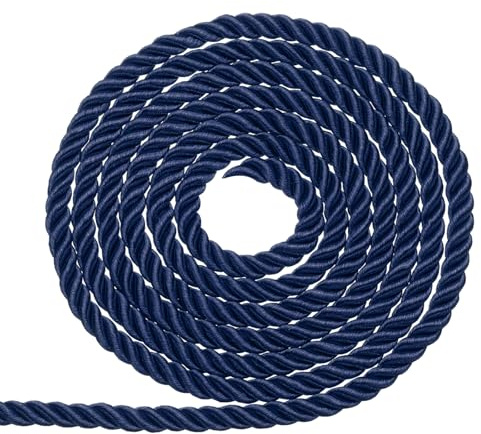 sourcing map Twisted Cord Trim, 5mm/11 Yard Trim Cord Rope 3-Ply Polyester Silk Twine Braided Rope for Home Decor Graduation, Navy Blue