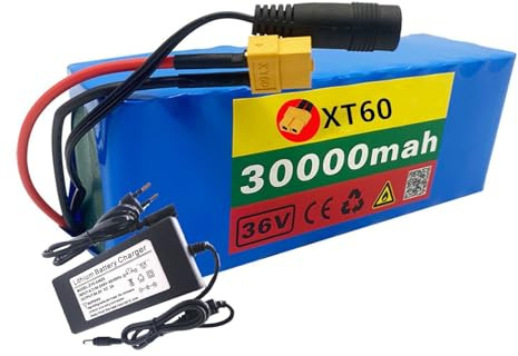 36V 30Ah Batería Bicicleta Eléctrica 10S3P Ebike Batería de Litio con Cargador Batería de Litio 36V Scooter Batería para 200W~1000W Motores con 42V 2A Cargador XT60 Plug,36V 30Ah