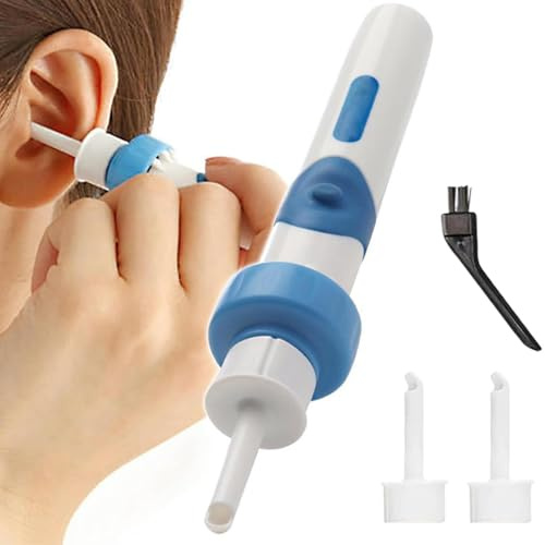 Podofree Ear Cleaner - Oroclear Earwax Cleaner, Oroclear Ohrenschmalz-Sauger, Elektrisch Ohrenreiniger, Sicheres Und Weiches Ohrenreiniger Mit 2 Waschbaren Ersatzköpfen Und Batterie