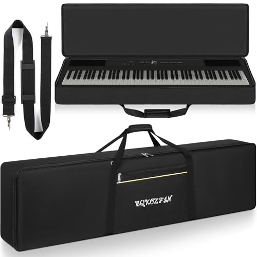 OUUTMEE Keyboard-Gigbag – Keyboard-Tasche, robuste 600D-Oxford-Klaviertasche mit 10 mm Polsterung, Fronttasche und zwei Schultergurten, Schutzhülle für digitales E-Piano, Schwarz, Schwarz , 88-KEY