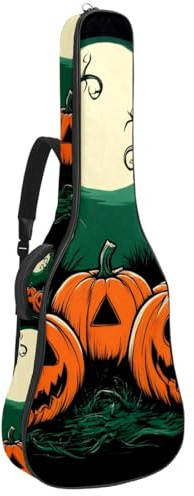 KengjuTesu 43 Zoll Akustikgitarre Softcase mit Rucksackgurt und 2 Taschen Waldkürbis, ohne Polsterung, Rucksack Wasserdicht Oxford Tuch Bassgitarre Gigbag für Konzertgitarre, Mehrfarbig 1