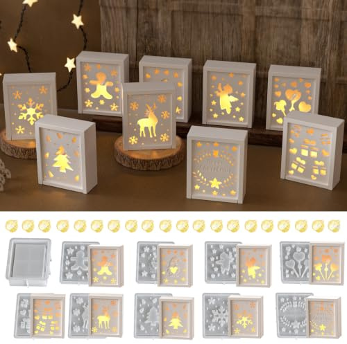 10er Silikonformen Gießformen Weihnachten Geschenkbox mit 20 Ballonlichter | Silikonform Geschenkbox Gießform Geldgeschenke Gießformen Silikon Weihnachten Gips Zum Gießen Silikonform Weihnachten