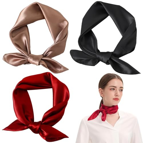 DOKRIN Bufandas para mujer,3 piezas de pañuelo cuadrado para mujer, pañuelo profesional para el pelo, 60 cm