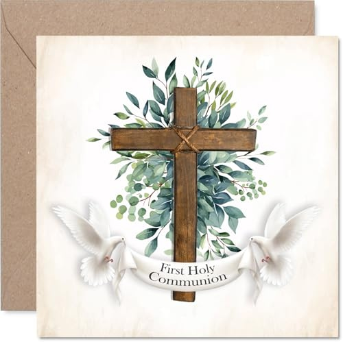 Christening Cards for Boys Girls Him Her - First Holy Communion - Congratulations Christening First Communion Gifts, 145mm Christian Gifts Religious Greeting Cards