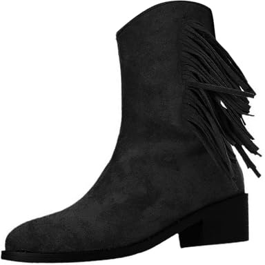 Westernstövlar dam fransar, cowboystövlar dam kort vintage ankelstövlar med blockklack halvstövlar eleganta fransstövlar västerländsk cowgirl stövlar medeltida kostymstövlar damstövlar