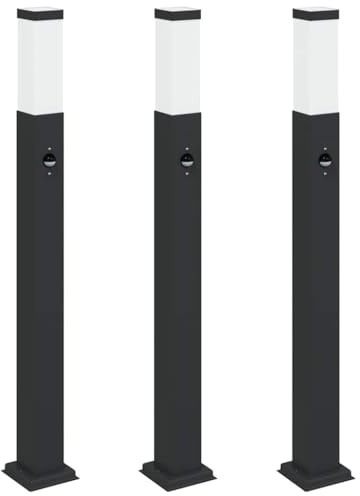 vidaXL Pollerleuchten mit Sensor 3 STK. 80 cm Schwarz IP44