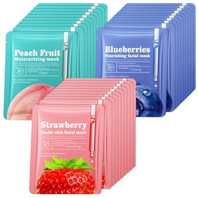 SEESUNO 30 Pack Face Mask Skincare, Face Sheet Masks Multipack, Hydrate,Moisturize,Soothe Masks for All Skin Type