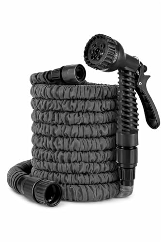 Expandable Garden Hose 75FT / 23 Metres – Lightweight Retractable Water Hose with 7 Spray Modes – Flexible Kink-Resistant Design – Black