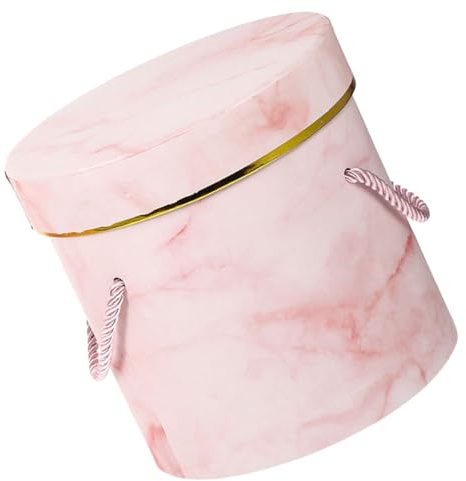 Abaodam Runder Blumenpapierkorb aus Pappe für Blumensträuße Dekorativer Blumenarrangementbehälter mit Tragegriff Elegantes und Helles Design für Büro und Outdoor Dekoration