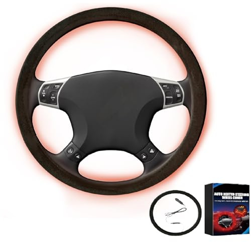 2X Lenkradbezug Winter Warm Beheizbare Lenkradhülle 12V, Universal Auto Heizung Winter, 4.5–15.5 Zoll Lenkradheizung Auto Lenkrads Heizung Mit USB Anschluss Für Schnell Erwärmender PKW, LKW, SUV