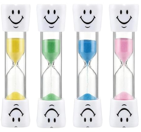 4PCS 3 Minute Toothbrush Sand Timer for Kids, 3 Minute Hourglass Fun Bathroom Kitchen Accessories for Education Timer Games Cooking Eggs