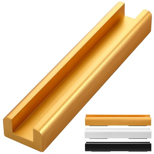 Colingmill Support de miroir de sol en bois, 35,6 x 6,8 x 4,3 cm, doré, 1 | Base antidérapante avec coussinets élargis, support stable pour miroirs pleine longueur, placé contre le mur