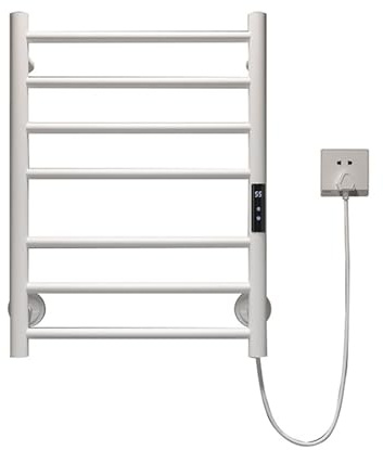 Scaldasalviette elettrico in acciaio inox, controllo Smart Touch, temperatura regolabile 45-70°C, timer 1-24h, riscaldamento efficiente per asciugamani e accappatoi