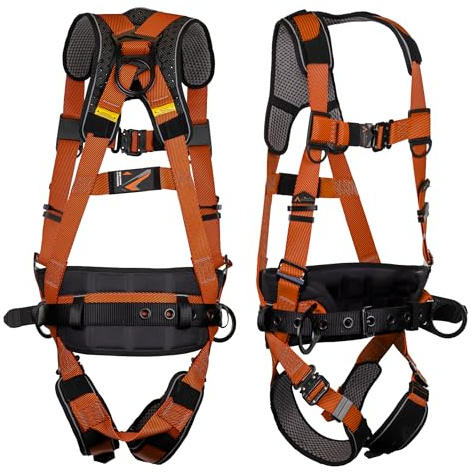 Malta Dynamics Warthog Comfort MAXX - Safety Harness for Construction – Fall Protection Equipment with Removable Belt and Lumbar Support, Side D-Rings, and Padding, OSHA & ANSI Compliant (L-XL)