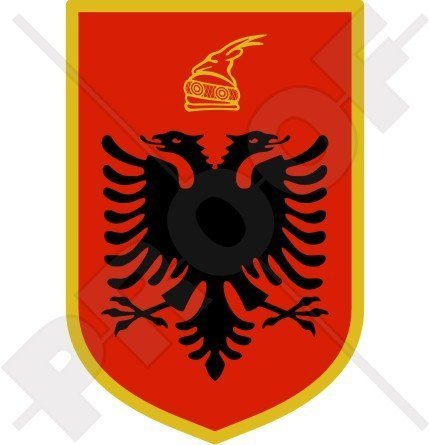 ALBANIEN Albanisches Wappen Abzeichen-Kamm, nationales Emblem 100mm Auto & Motorrad Aufkleber, Vinyl Sticker