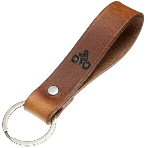 ELBERCRAFT porte-clés moto en cuir le petit cadeau d'anniversaire pour votre personne préférée femme ou homme fabriqué avec amour en Allemagne, noir