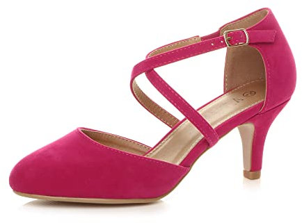 AJVANI mid high heel strappy crossover wedding sandals shoes size 4 37