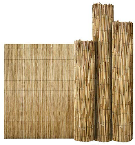 FlickBuyz Bamboo Natural Garden Peeled Reed Fence Screening Roll Privacy Border Wooden Wind/Sun Protection (2M x 4M)