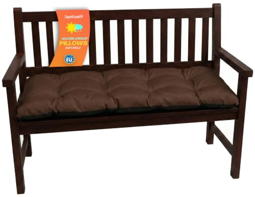 Bankkissen für Gartenbank & Hollywoodschaukel - Made in EU, Wasserdichtes & UV-beständig Gartenkissen - Bankauflage 2-Sitzer - Sitzkissen für Outdoor & Innenbereich - 100x50 cm - Braun