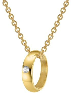 trendor Taufring Anhänger Gold 585 an goldplattierter Silberkette 39462-38 38 cm