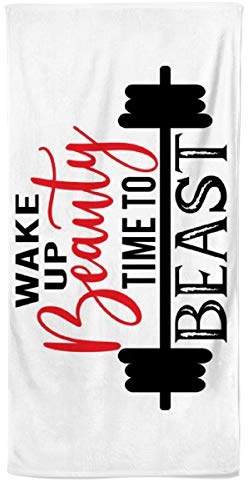 Power Towel das coole GYM Fitness & Sport-Handtuch mit Einer Botschaft | Verschiedene Motivations-Quotes| Größe 50 cm x 100 cm | POWERTOWEL Handtuch Mikrofaser Baumwolle (WAKE UP BEAUTY TIME TO BEAST)