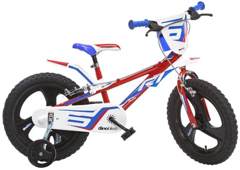 Bicicleta Infantil Niño Chico 16 Pulgadas Frenos al Manillar Ruedas Extraibles Azul Blanco Rojo