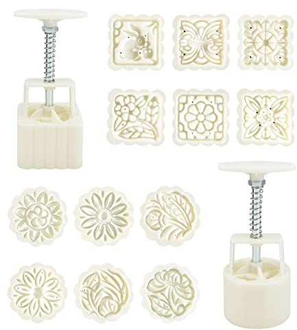 CRAFFANCY Plastic Decorative Mould, 2 Sets of 50 Grams Hand Pressure Tools with Stamps Handicraft Press Mould for DIY Models, Handmade Mooncake Decoration