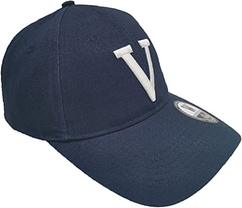 4sold Barn pojke flicka 3D-hatt sport alfabet bomull marinblå keps justerbar baseball sport skola, Barn marinblå V, en storlek