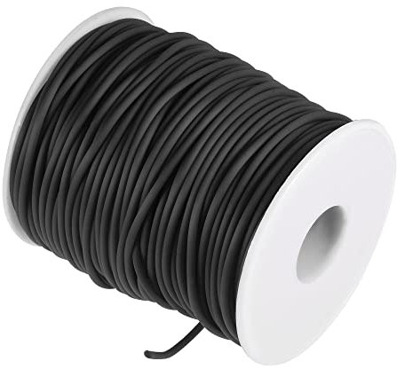 sourcing map Gummischnur 55 Yards 2mm Durchm. 1,5mm Loch schwarz hohle Schläuche für DIY