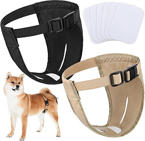 2er Packung Hündinnen Läufigkeitshose Waschbar, Größe L | Wiederverwendbare Hundewindeln, Mit 6 Damenbinden, Verstellbare Schutzhose, Für Weibchen Hunde