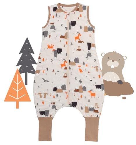 schlummersack Schlafsack mit Füßen Sommer 1 Tog 90 cm dünn Bergtiere | Kinder Schlafsack mit Beinen und verlängerten Bündchen für eine Körpergröße 90-100cm Füßen 1 Tog