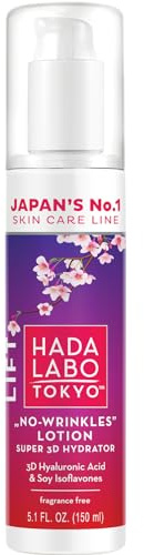 Hada Labo Tokyo Lift No Wrinkles Lifting-Gesichtslotion mit 4 Arten Hyaluronsäure, Soja-Isoflavonen, Kollagen und Squalan, gegen sichtbare Zeichen der Hautalterung, 150 ml
