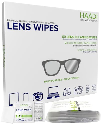 Toallitas limpiadoras de gafas, 72 toallitas envueltas individualmente, multiusos, adecuadas para lentes, cámaras, binoculares, espejos, pantallas, dispositivos ópticos y electrónicos