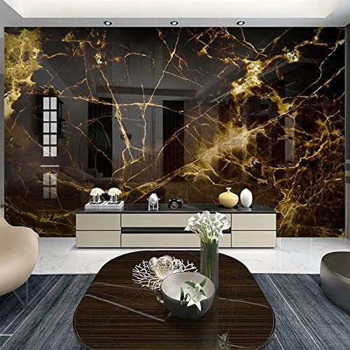 GIOBEL Selbstklebende 3D-Tapete PVC Wandbild Schwarz Gold Marmor Riss Wohnzimmer Schlafzimmer Hintergrund Wanddekoration Aufkleber Kunst