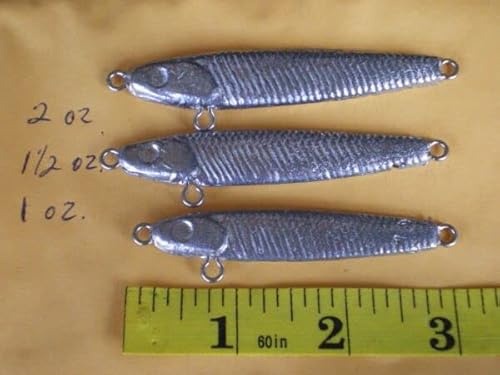 24 PCS HERRING CASTING/MINNOW FISHING JIG 1,1-1/2,2 OZ. 8 EA 3 S. STEEL EYELETS for Toothy Critters, Rigging Baits and Lures for Saltwater & Freshwater.…