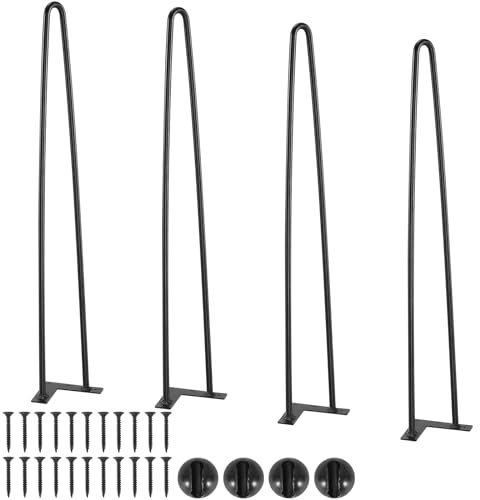 VEVOR 711.2MM Hairpin Furniture Legs, Metal Home DIY Projects for Nightstand, Coffee Table, Desk, 226.8KG Load Capacity with Rubber Floor Protectors, Metal Heavy Duty Sturdy Modern Table Legs, 4PCS