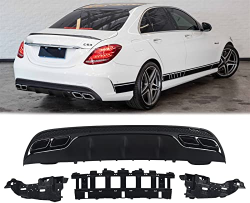 WEHOMY C63 Style Diffusor + Auspuffblenden Linie Heckstoßstange Diffusorlippe Für Benz C-Klasse W205 S205 AMG2015 2016 2017 2018 Auto Zubehör